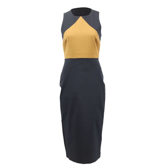 Diane Von Furstenberg Colorblock Sleeveless Sheath Dress in Navy Blue Cotton,All Products : American Fashion Style Bags On Sale
